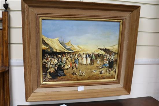 Eastern European School Market scenes 15.5 x 19.5in.